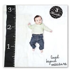 Lulujo “Loved beyond measure” muslin milestone swaddle blanket